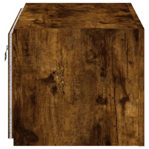 Væghængt tv-bord med LED-lys 60 x 35 x 31 cm - røget egetræ