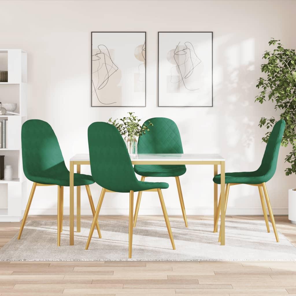Spisebordsstole 4 stk. velour mørkegrøn