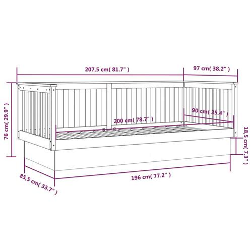 Daybed 90x200 cm massivt fyrretræ grå
