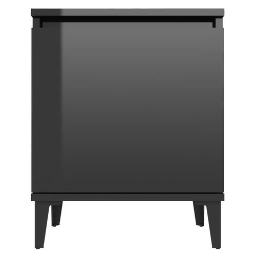 Sengeskab med metalben 40x30x50 cm sort højglans