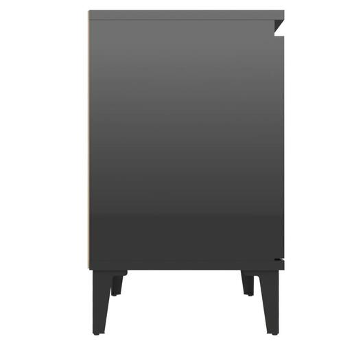 Sengeskab med metalben 40x30x50 cm sort højglans
