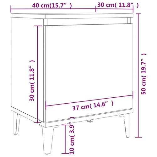 Sengeskab med metalben 40x30x50 cm sort højglans