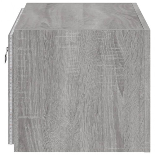 Væghængt tv-bord med LED-lys 60x35x31 cm grå sonoma-eg