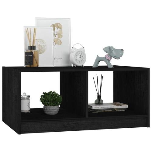 Sofabord 75x50x33,5 cm massivt fyrretræ sort