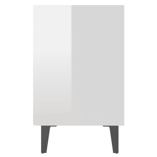 Sengeborde 2 stk. med metalben 40x30x50 cm hvid højglans