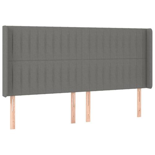 Sengegavl med kanter 163x16x118/128 cm stof mørkegrå