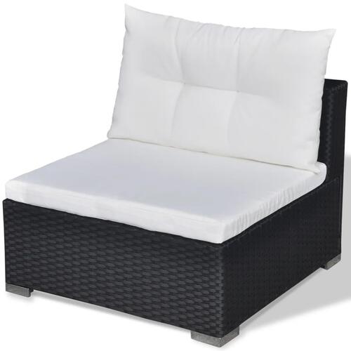 Haveloungesæt 5 dele med hynder polyrattan sort