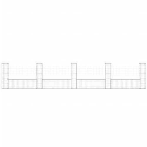 Gabionkurv med 5 stolper 500x20x100 cm U-facon jern