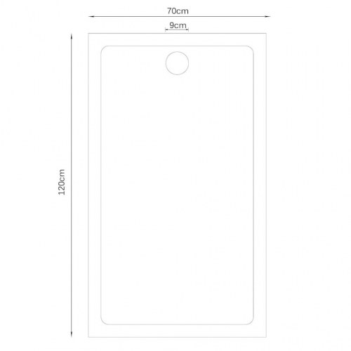 Rektangulært ABS brusekar 70 x 120 cm hvid