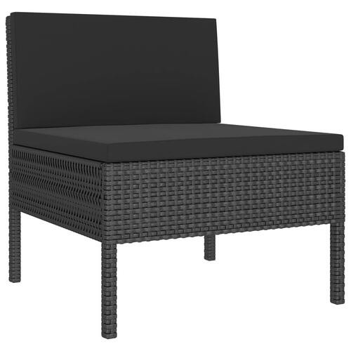 Loungesæt til haven 5 dele med hynder polyrattan sort