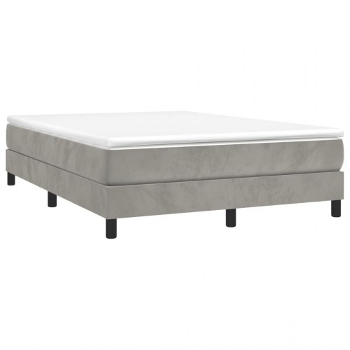 Boxspring sengeramme i fløjl - lysegrå 140 x 190 cm