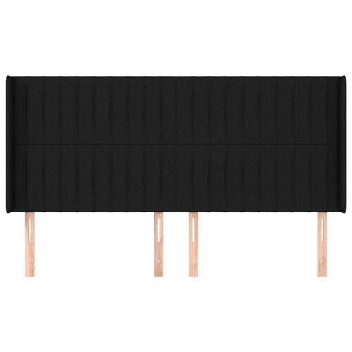 Sengegavl med kanter 163x16x118/128 cm stof sort