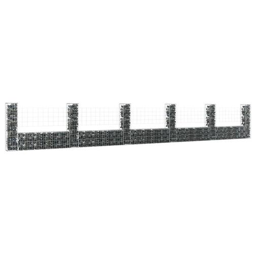 Gabionkurv med 6 stolper 620x20x150 cm U-facon jern