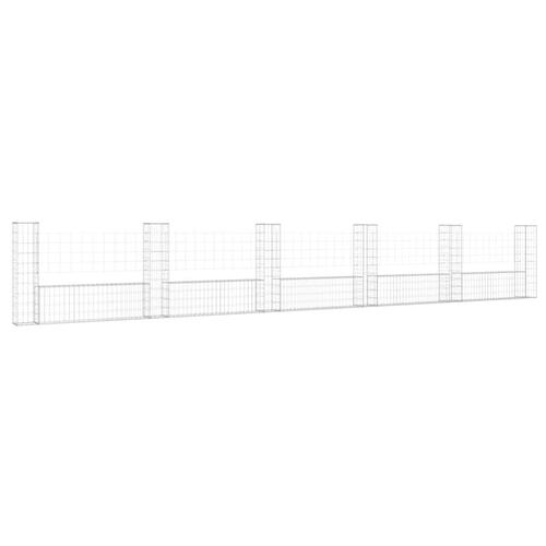 Gabionkurv med 6 stolper 620x20x150 cm U-facon jern