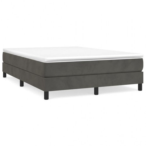 Boxspring sengeramme i fløjl - mørkegrå 140 x 190 cm