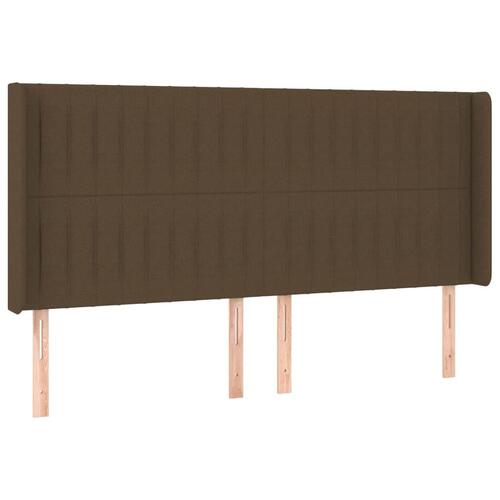 Sengegavl med kanter 163x16x118/128 cm stof mørkebrun