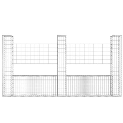 Gabionkurv med 3 stolper 260x20x150 cm U-facon jern