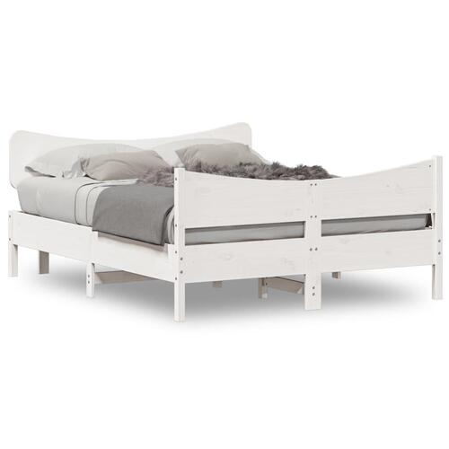 Sengeramme uden madras 160x200 cm massivt fyrretræ hvid