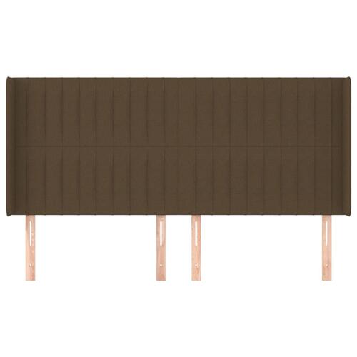Sengegavl med kanter 163x16x118/128 cm stof mørkebrun