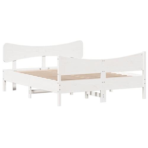 Sengeramme uden madras 160x200 cm massivt fyrretræ hvid