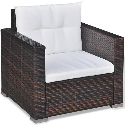 Loungesæt til haven 6 dele med hynder polyrattan brun