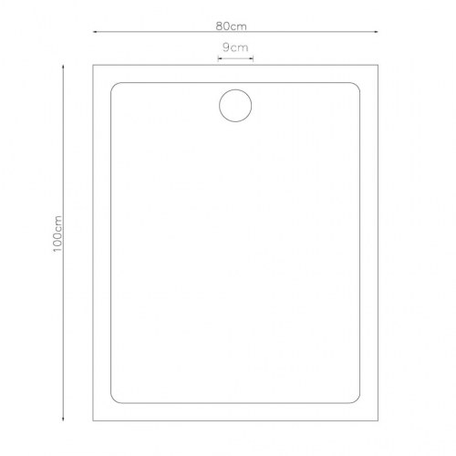 Rektangulært ABS brusekar 80 x 90 cm hvid