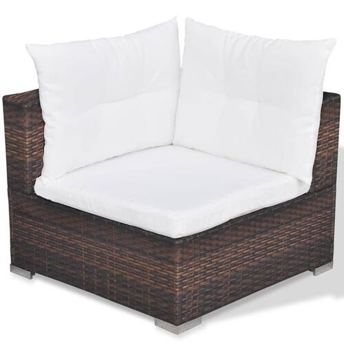 Loungesæt til haven 6 dele med hynder polyrattan brun
