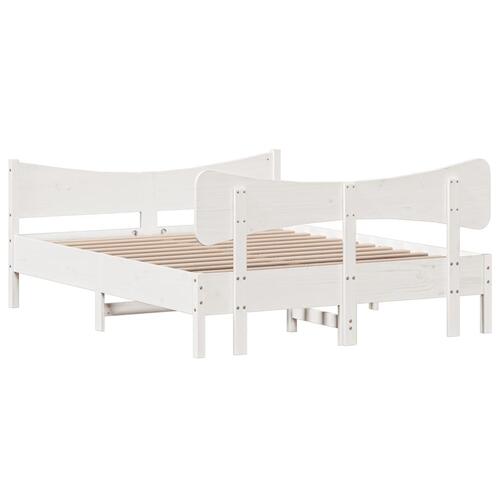 Sengeramme uden madras 160x200 cm massivt fyrretræ hvid