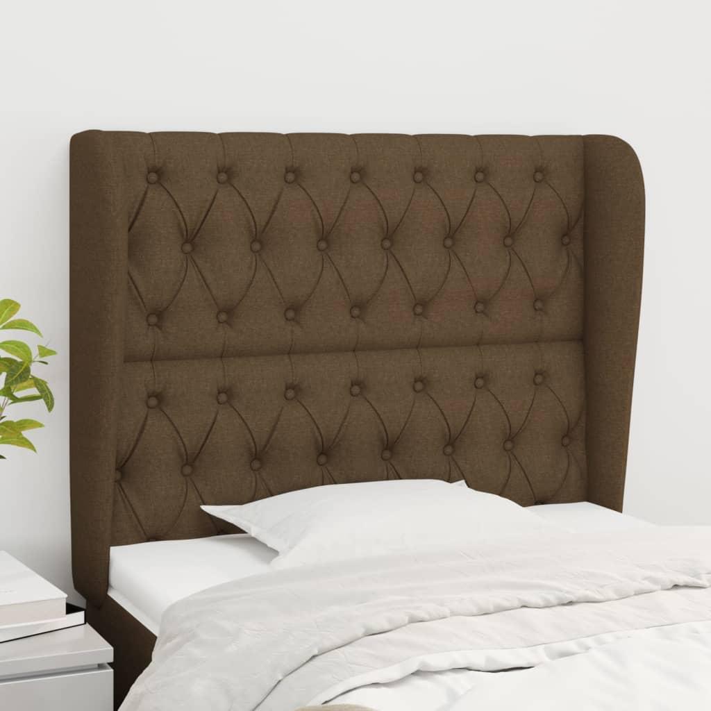 Sengegavl med kanter 93×23×118/128 cm - stof, mørkebrun