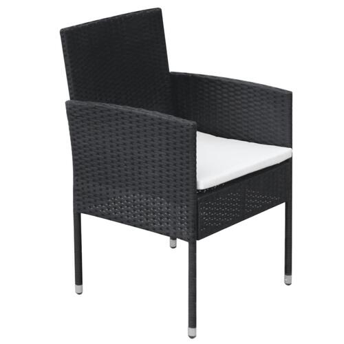 Udendørs spisebordssæt 9 dele med hynder polyrattan sort