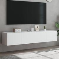 Væghængte tv-borde 2 stk. med LED-lys 80x35x31 cm hvid