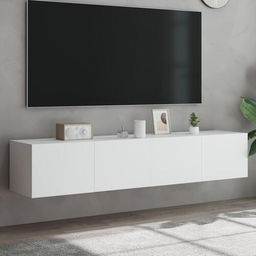 Væghængte tv-borde 2 stk. med LED-lys 80x35x31 cm hvid