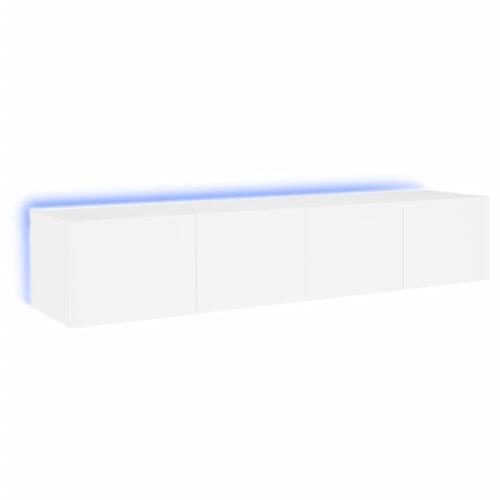 Væghængte tv-borde 2 stk. med LED-lys 80x35x31 cm hvid