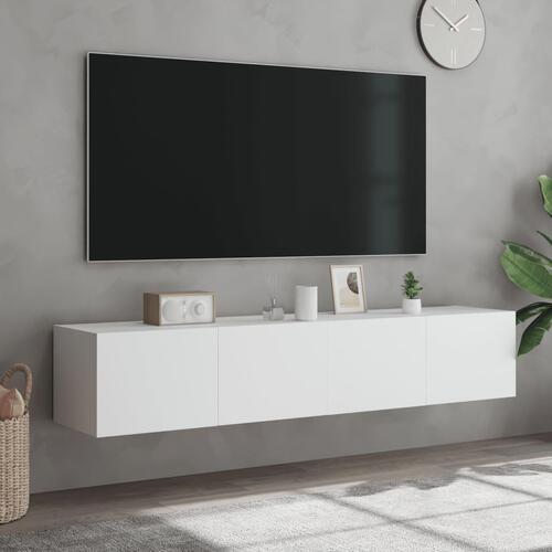 Væghængte tv-borde 2 stk. med LED-lys 80x35x31 cm hvid