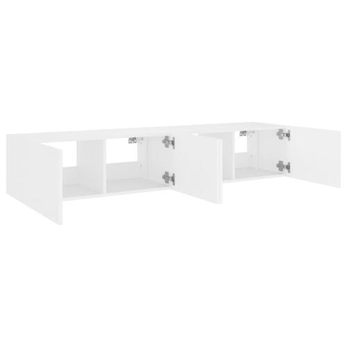 Væghængte tv-borde 2 stk. med LED-lys 80x35x31 cm hvid