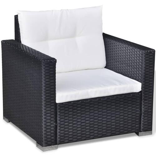 Loungesæt til haven 6 dele med hynder polyrattan sort