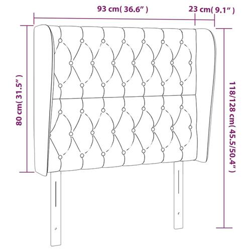 Sengegavl med kanter 93x23x118/128 cm stof gråbrun