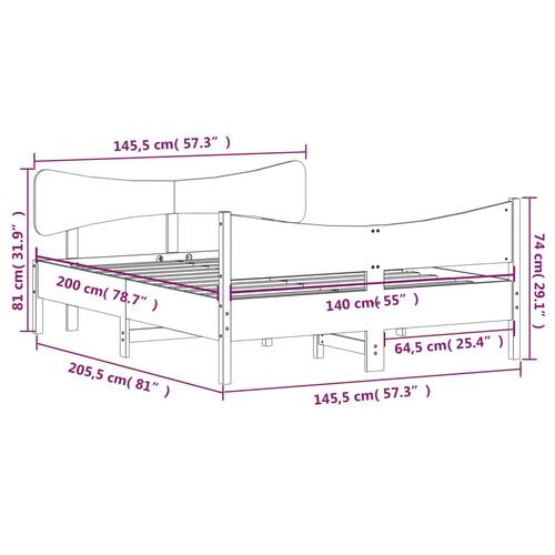 Sengeramme uden madras 140x200 cm massivt fyr gyldenbrun