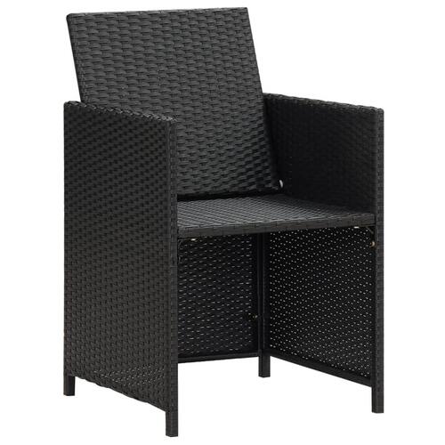 Havestole 2 stk. med hynder og puder polyrattan sort