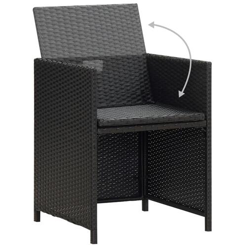 Havestole 2 stk. med hynder og puder polyrattan sort
