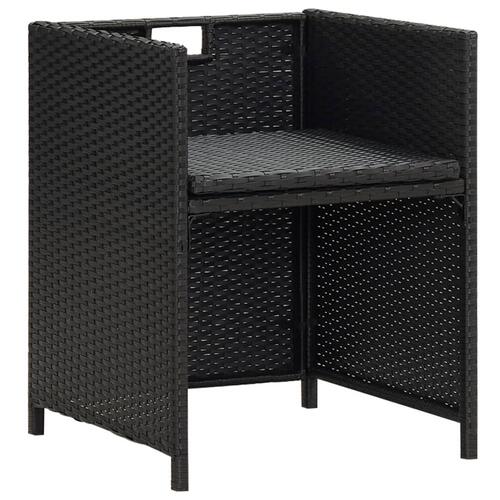 Havestole 2 stk. med hynder og puder polyrattan sort