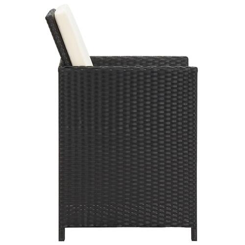 Havestole 2 stk. med hynder og puder polyrattan sort