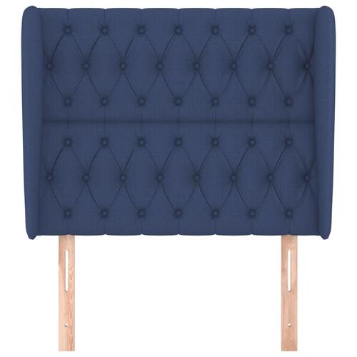 Sengegavl med kanter 93x23x118/128 cm stof blå