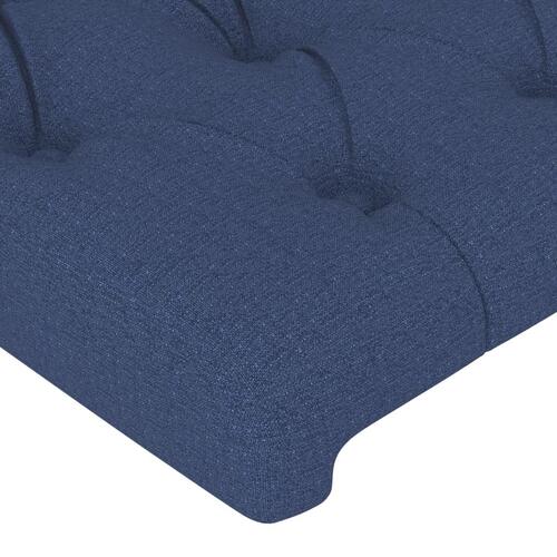 Sengegavl med kanter 93x23x118/128 cm stof blå