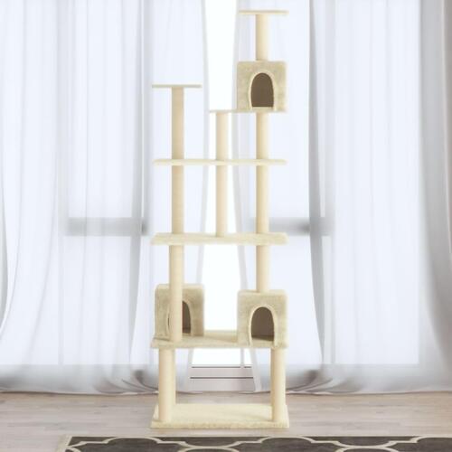 Kradsetræ med sisalkradsestolper 188 cm cremefarvet