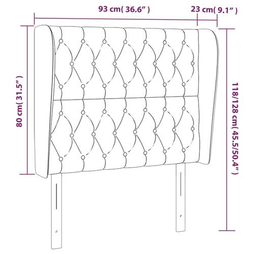 Sengegavl med kanter 93x23x118/128 cm stof blå