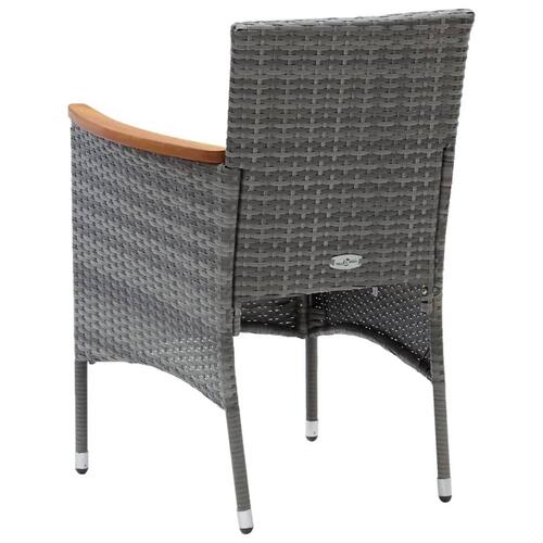 Spisebordssæt til haven 7 dele med hynder polyrattan grå