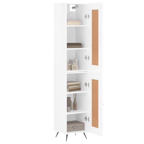 Skab 34,5x34x180 cm konstrueret træ hvid højglans