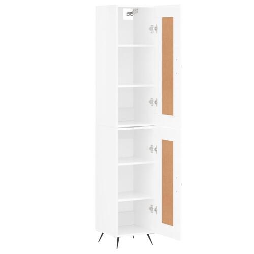 Skab 34,5x34x180 cm konstrueret træ hvid højglans