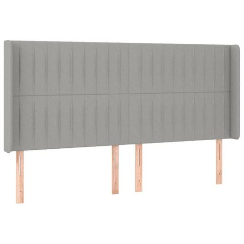Sengegavl med kanter 183x16x118/128 cm stof lysegrå